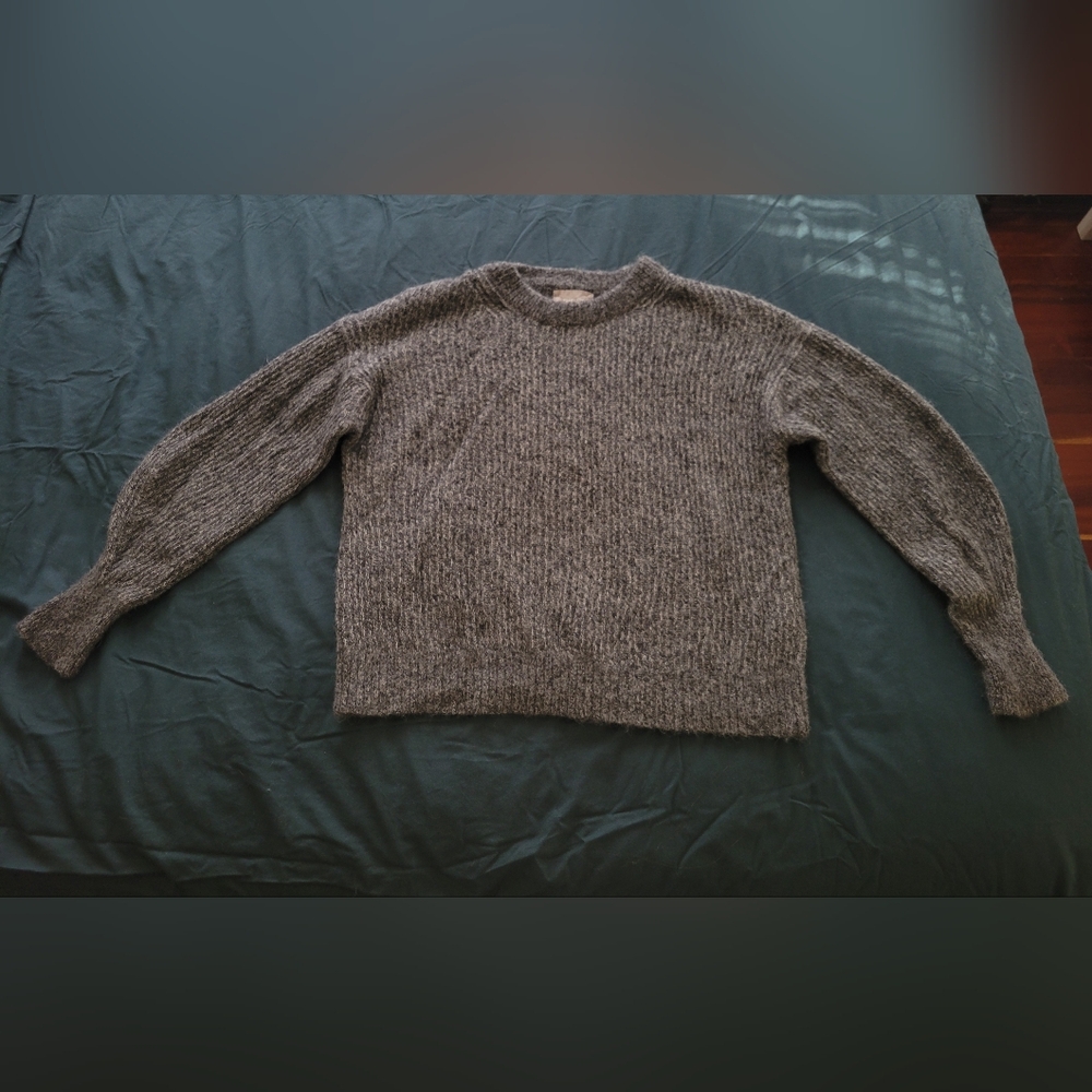 Everlane Oversized Alpaca Crew Neck Wool Sweater Charcoal Gray Size L